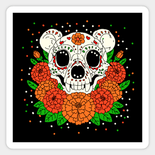 October's Marigolds & Bear Skull Magnet